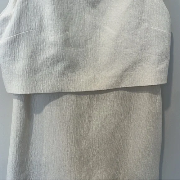 REISS Size 10 Ivory Sleeveless Mini Dress w/ Overlay & Back Zipper Round Neck - Picture 5 of 8